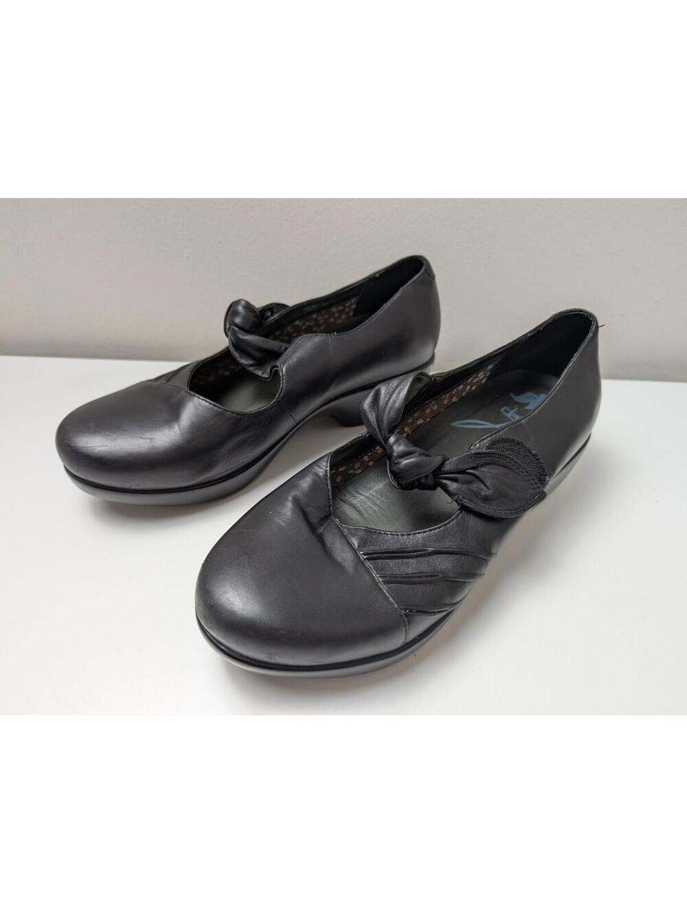 Dansko Ainsley Black Bow Chunky Sole Mary Jane Leather EU 41 US 10.5-11